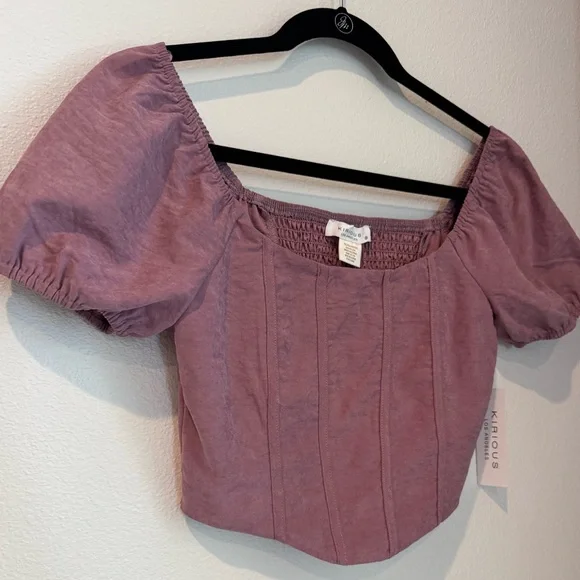 Kirious Los Angeles NWT Women's Lilac Purple Puff Sleeve Corset Top - Picture 1 of 4